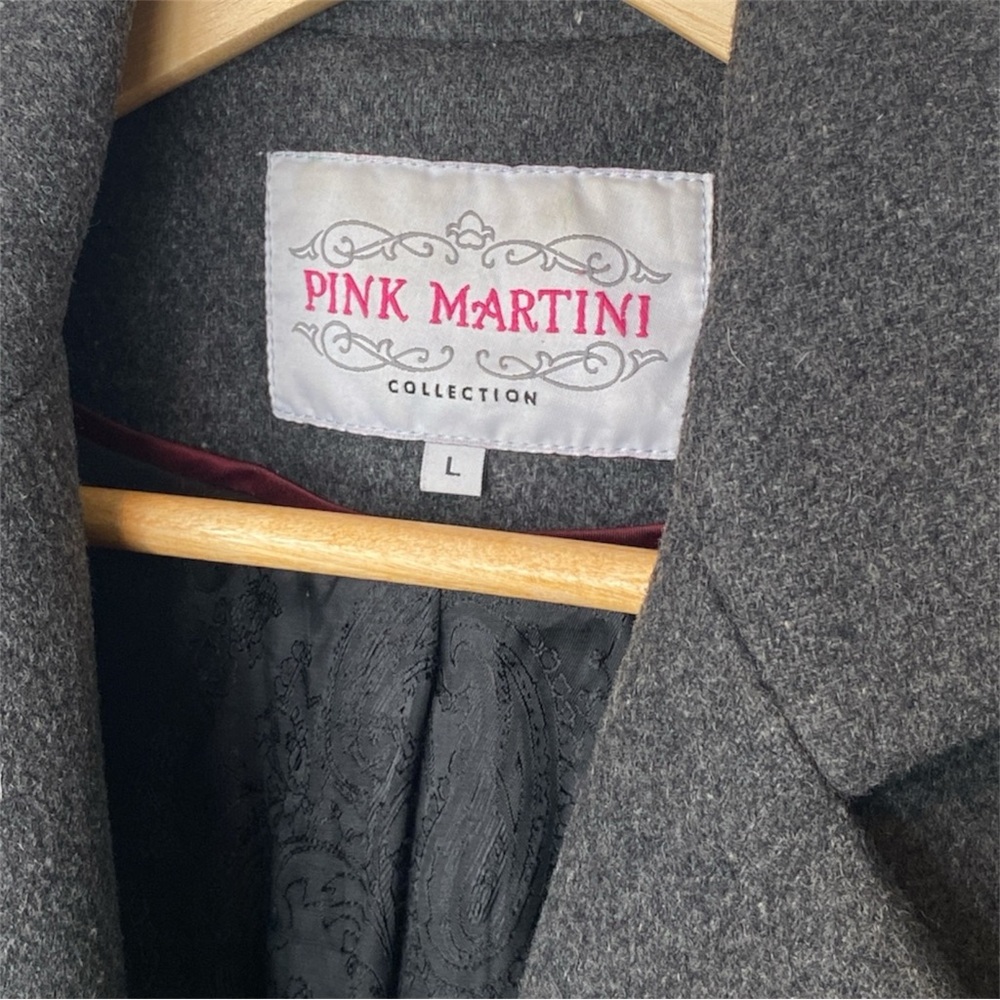 PINK MARTINI Collection Wool Blend Single Breasted Pea Coat - Gray - Size L - Picture 2 of 3